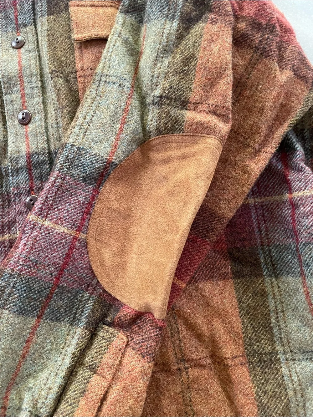 Polo by Ralph Lauren Red, Green & Brown Plaid Button-Down Shirt 100% wool